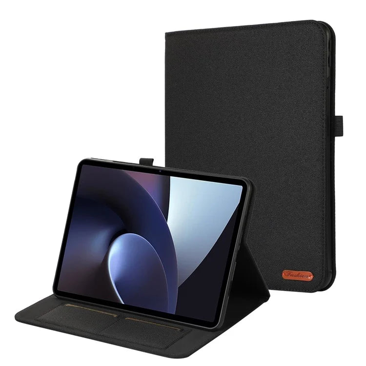 For OnePlus Pad Pro Leather Case Card Holder Cloth Texture Tablet Stand Cover