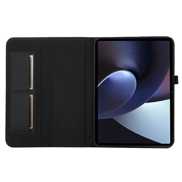 For OnePlus Pad Pro Leather Case Card Holder Cloth Texture Tablet Stand Cover