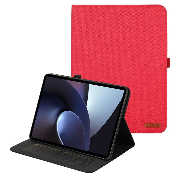 For OnePlus Pad Pro Leather Case Card Holder Cloth Texture Tablet Stand Cover