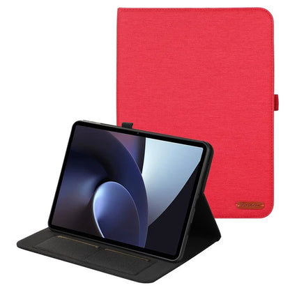For OnePlus Pad Pro Leather Case Card Holder Cloth Texture Tablet Stand Cover
