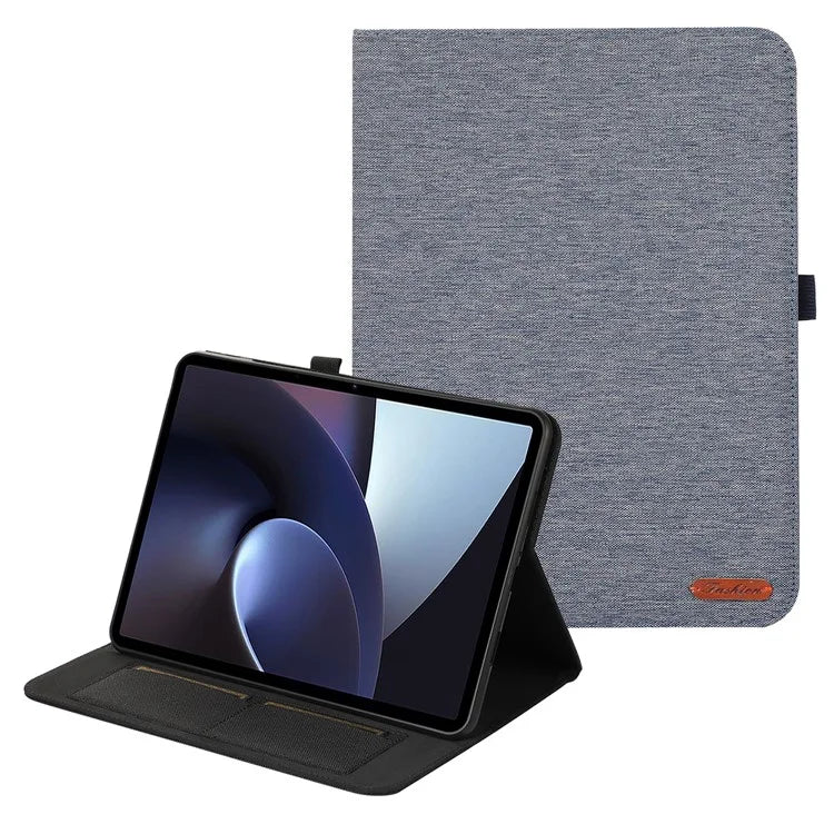 For OnePlus Pad Pro Leather Case Card Holder Cloth Texture Tablet Stand Cover