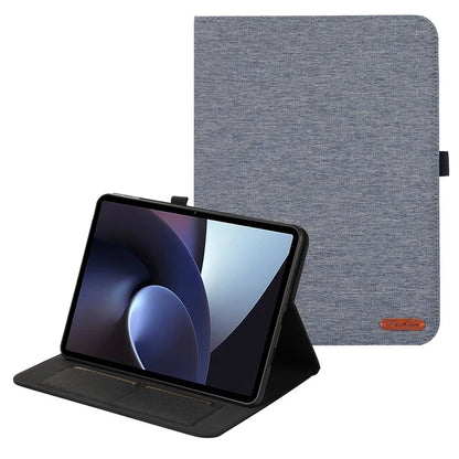 For OnePlus Pad Pro Leather Case Card Holder Cloth Texture Tablet Stand Cover