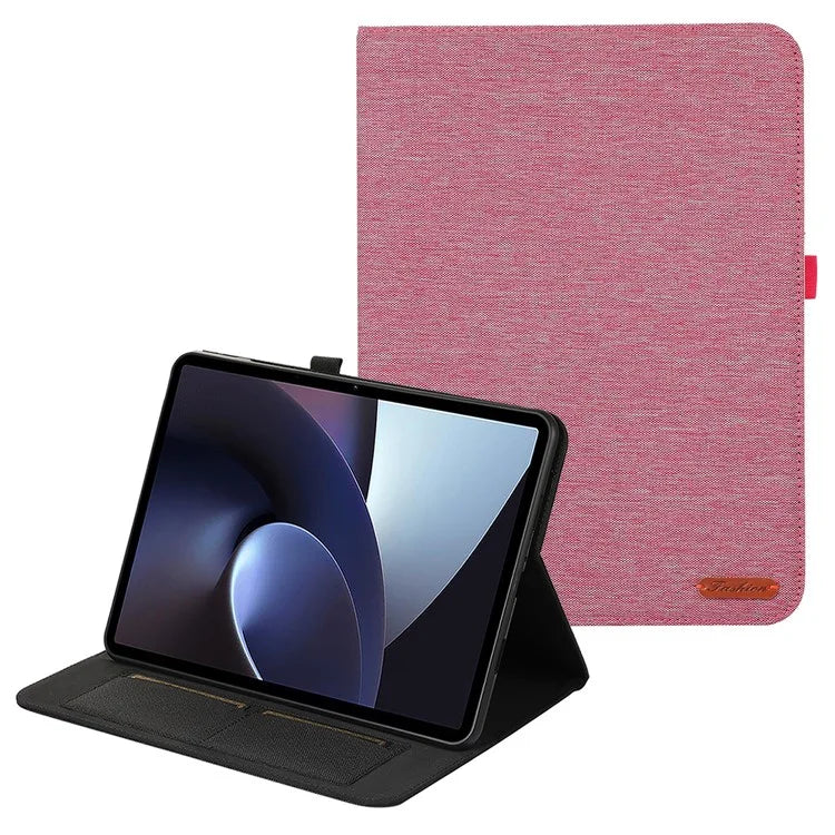 For OnePlus Pad Pro Leather Case Card Holder Cloth Texture Tablet Stand Cover