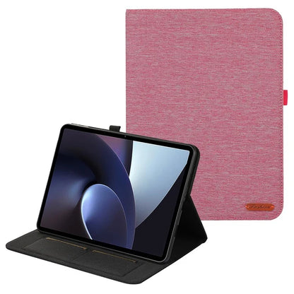 For OnePlus Pad Pro Leather Case Card Holder Cloth Texture Tablet Stand Cover