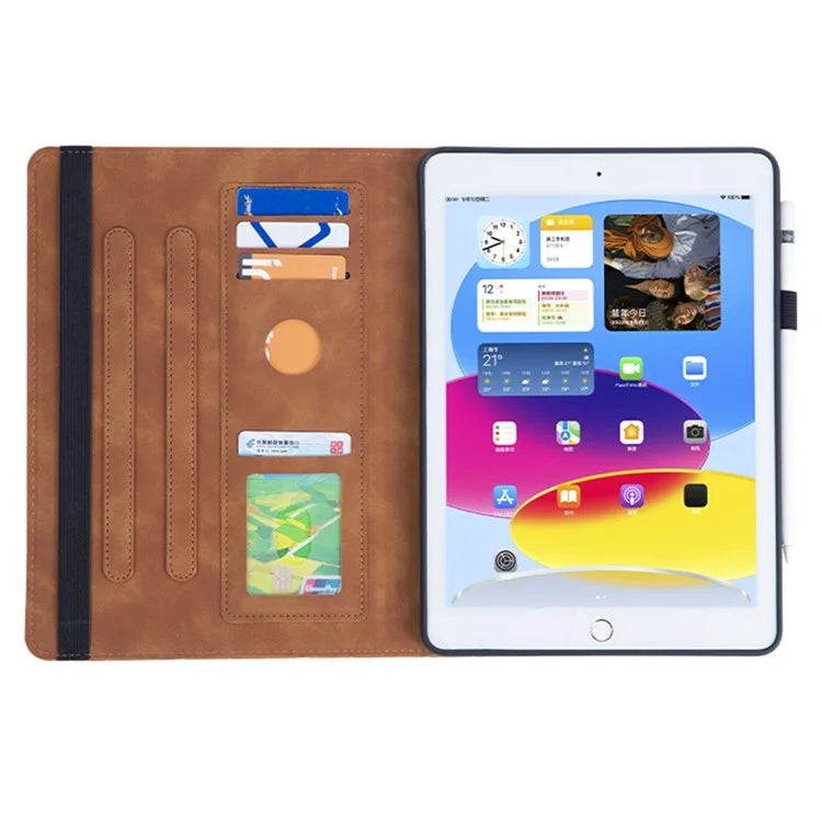 For iPad 10.2 (2021) / (2020) / (2019) / iPad Air 10.5 inch (2019) Case PU Leather Pattern Tablet Cover with Card Slots - Brown