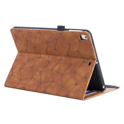 For iPad 10.2 (2021) / (2020) / (2019) / iPad Air 10.5 inch (2019) Case PU Leather Pattern Tablet Cover with Card Slots - Brown
