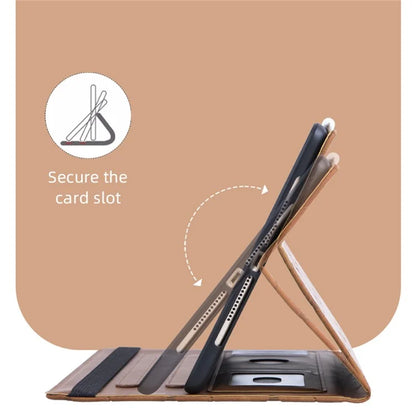 For iPad 10.2 (2021) / (2020) / (2019) / iPad Air 10.5 inch (2019) Case PU Leather Pattern Tablet Cover with Card Slots - Brown