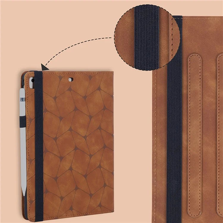 For iPad 10.2 (2021) / (2020) / (2019) / iPad Air 10.5 inch (2019) Case PU Leather Pattern Tablet Cover with Card Slots - Brown
