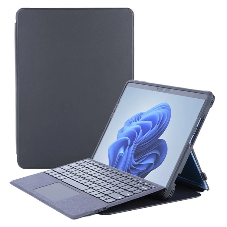 For Microsoft Surface Pro 11 / 10 / 9 Case PU Leather+Acrylic+TPU Protective Tablet Cover - Black