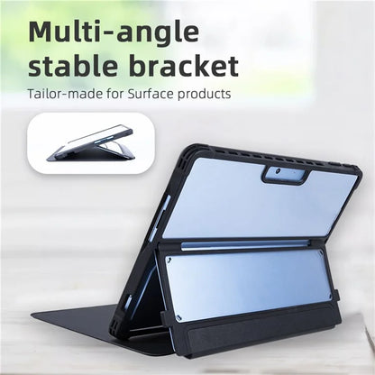 For Microsoft Surface Pro 11 / 10 / 9 Case PU Leather+Acrylic+TPU Protective Tablet Cover - Black