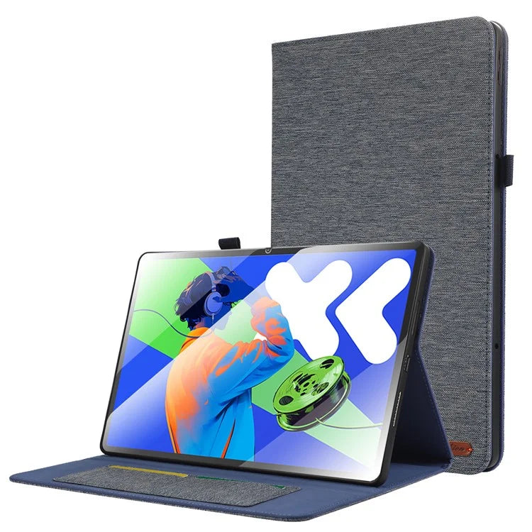 For Lenovo Xiaoxin Pad Pro 12.7 inch Leather Case Card Holder Cloth Texture Tablet Stand Cover