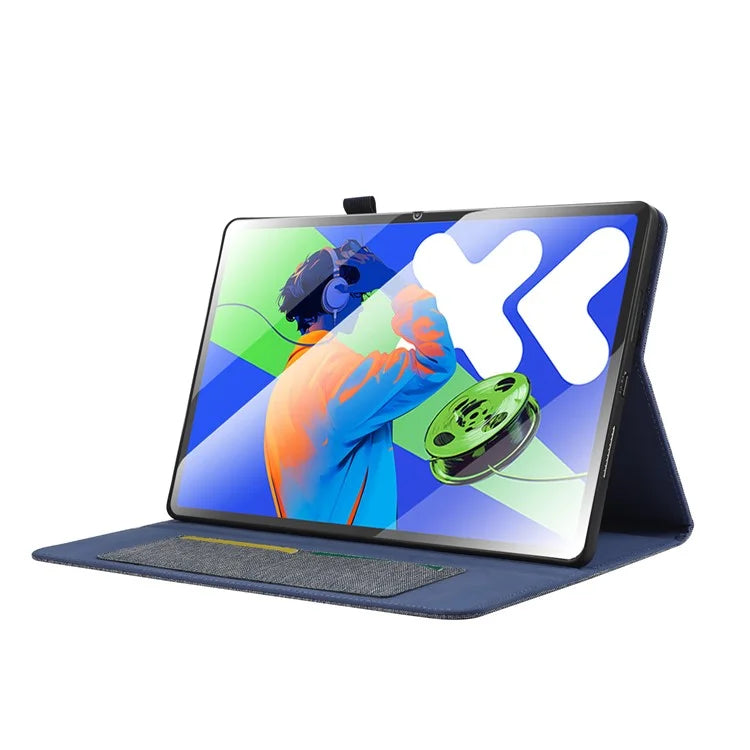 For Lenovo Xiaoxin Pad Pro 12.7 inch Leather Case Card Holder Cloth Texture Tablet Stand Cover