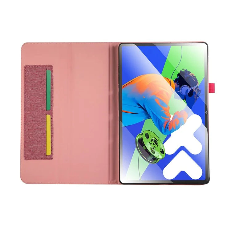 For Lenovo Xiaoxin Pad Pro 12.7 inch Leather Case Card Holder Cloth Texture Tablet Stand Cover