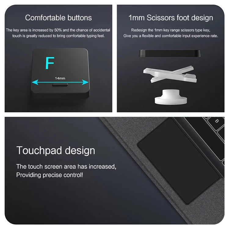 For vivo Pad3 Leather Case + Bluetooth Keyboard with Backlight Trackpad