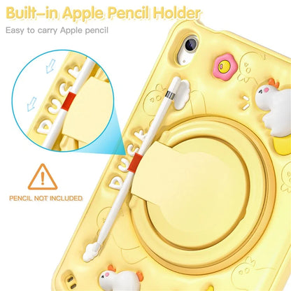 For iPad 10.9 (2022) Case Cartoon Duck Kickstand PC+Silicone+TPU Tablet Cover