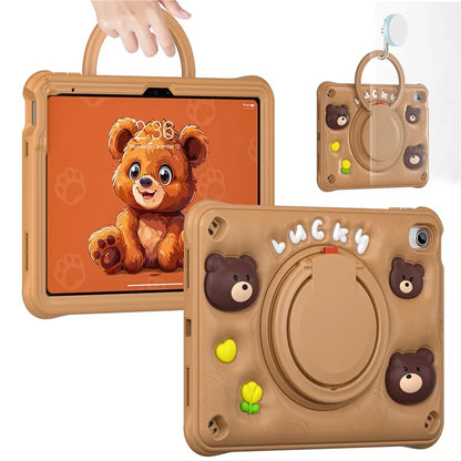 For iPad 10.9 (2022) Case Kickstand PC+Silicone+TPU Cartoon Bear Tablet Cover