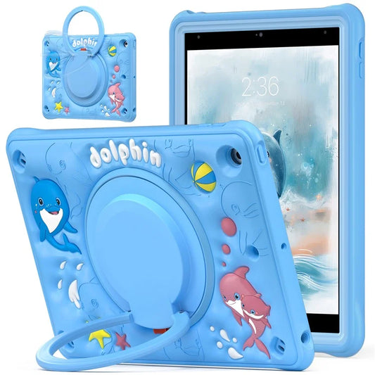 For iPad 10.2 (2021) / (2020) / (2019) Case Cute Dolphin PC+Silicone+TPU Kickstand Tablet Cover