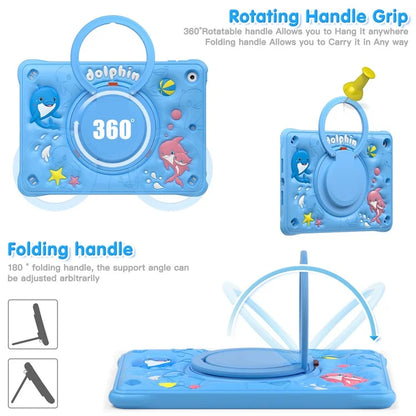For iPad 10.2 (2021) / (2020) / (2019) Case Cute Dolphin PC+Silicone+TPU Kickstand Tablet Cover