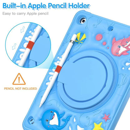 For iPad 10.2 (2021) / (2020) / (2019) Case Cute Dolphin PC+Silicone+TPU Kickstand Tablet Cover