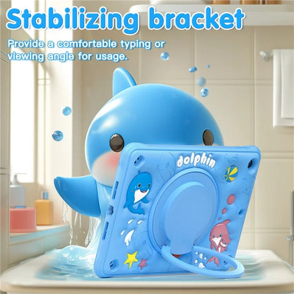 For iPad 10.2 (2021) / (2020) / (2019) Case Cute Dolphin PC+Silicone+TPU Kickstand Tablet Cover
