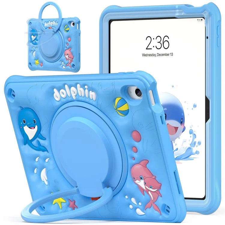 For iPad 10.9 (2022) Case Cute Dolphin PC+Silicone+TPU Kickstand Tablet Cover