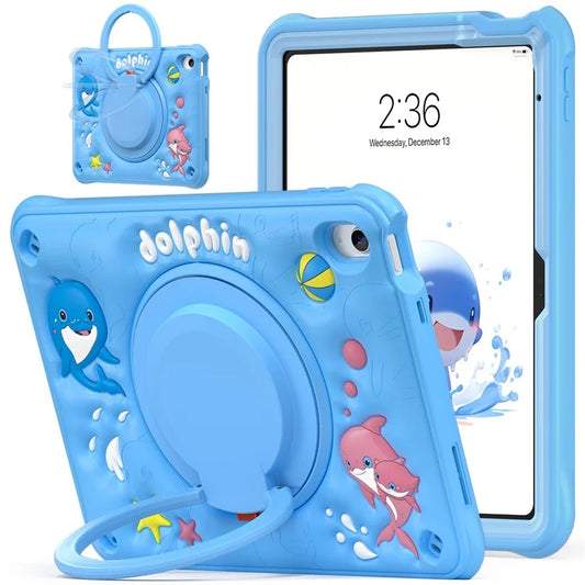 For iPad 10.9 (2022) Case Cute Dolphin PC+Silicone+TPU Kickstand Tablet Cover