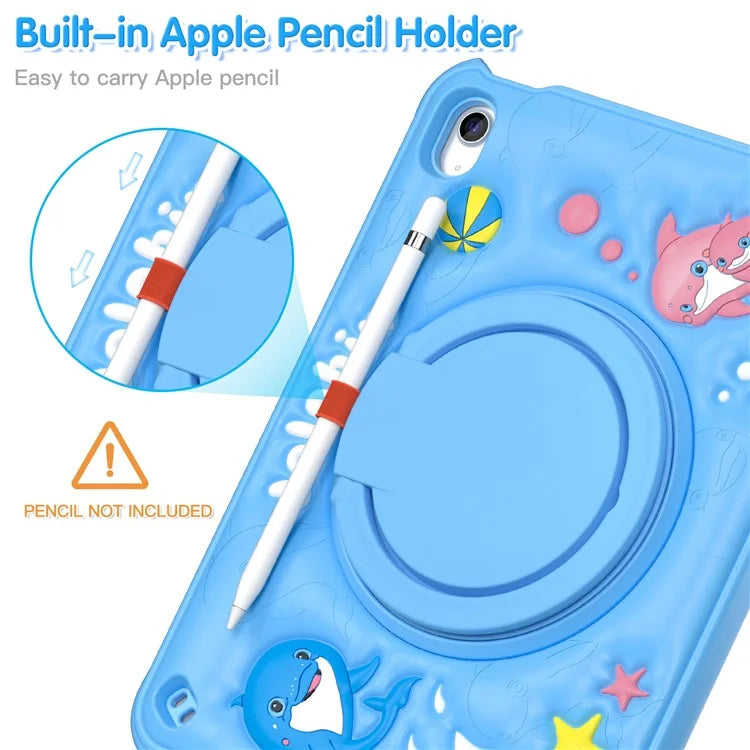 For iPad 10.9 (2022) Case Cute Dolphin PC+Silicone+TPU Kickstand Tablet Cover