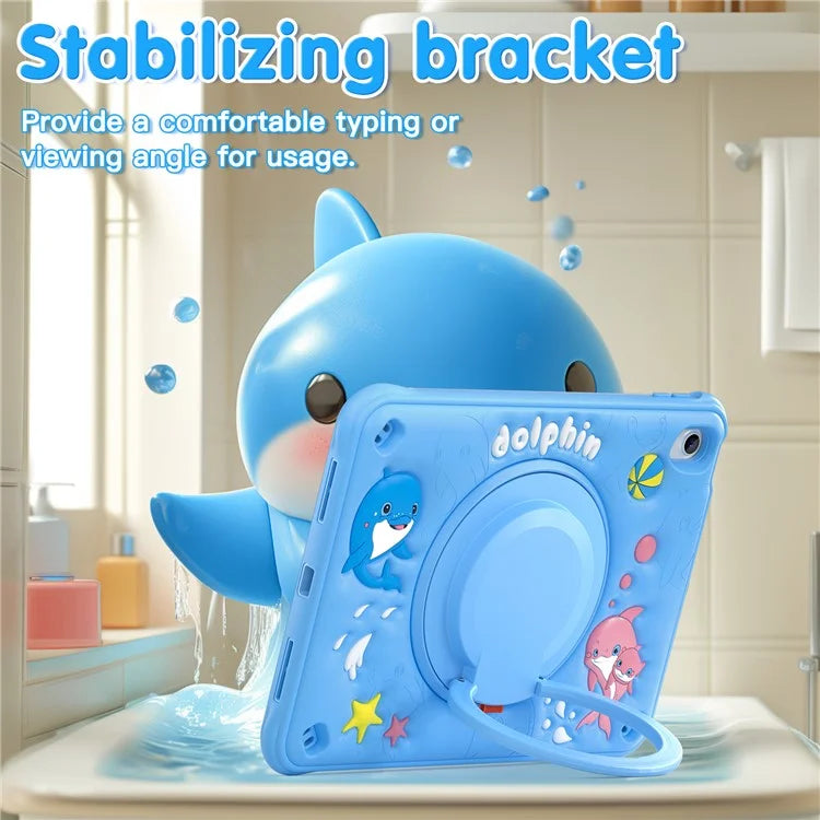 For iPad 10.9 (2022) Case Cute Dolphin PC+Silicone+TPU Kickstand Tablet Cover