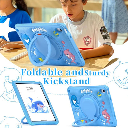 For iPad 10.9 (2022) Case Cute Dolphin PC+Silicone+TPU Kickstand Tablet Cover