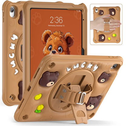 For iPad 10.9 (2022) Case Bear Pattern PC+Silicone+TPU Kickstand Tablet Cover