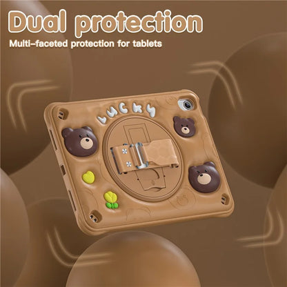 For iPad 10.9 (2022) Case Bear Pattern PC+Silicone+TPU Kickstand Tablet Cover