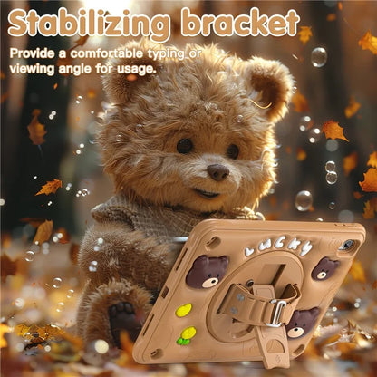 For iPad 10.9 (2022) Case Bear Pattern PC+Silicone+TPU Kickstand Tablet Cover