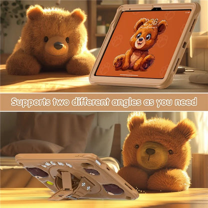 For iPad 10.9 (2022) Case Bear Pattern PC+Silicone+TPU Kickstand Tablet Cover