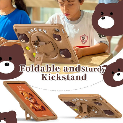 For iPad 10.9 (2022) Case Bear Pattern PC+Silicone+TPU Kickstand Tablet Cover