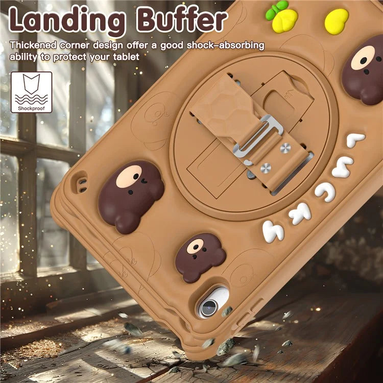 For iPad 10.9 (2022) Case Bear Pattern PC+Silicone+TPU Kickstand Tablet Cover