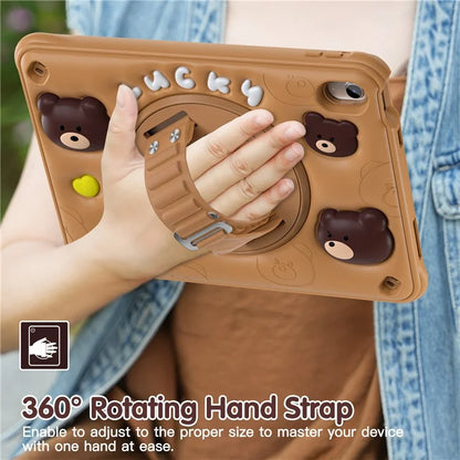 For iPad 10.9 (2022) Case Bear Pattern PC+Silicone+TPU Kickstand Tablet Cover
