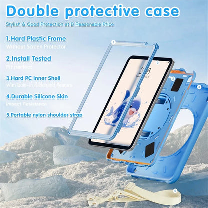 For iPad 10.9 (2022) Case with Shoulder Strap Kickstand PC+Silicone+TPU Cute Dolphin Cover