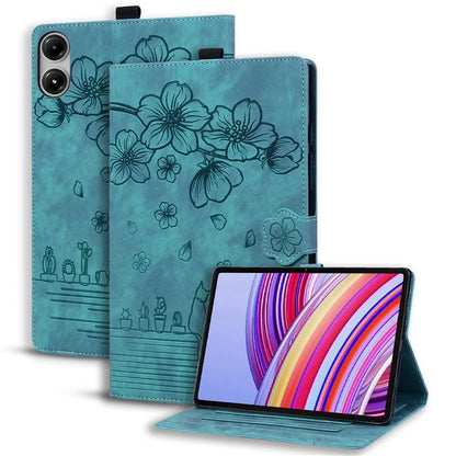 For Xiaomi Redmi Pad Pro Case Card Slots Leather Tablet Stand Folio Cover Flower Cat
