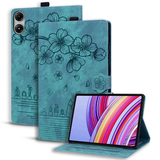 For Xiaomi Redmi Pad Pro Case Card Slots Leather Tablet Stand Folio Cover Flower Cat