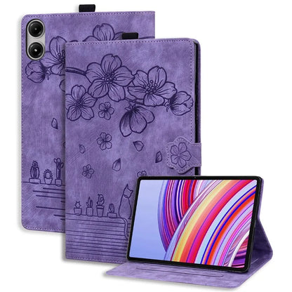 For Xiaomi Redmi Pad Pro Case Card Slots Leather Tablet Stand Folio Cover Flower Cat