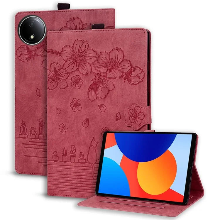 For Xiaomi Redmi Pad SE 4G 8.7 inch Case Card Slots Leather Tablet Stand Folio Cover Flower Cat