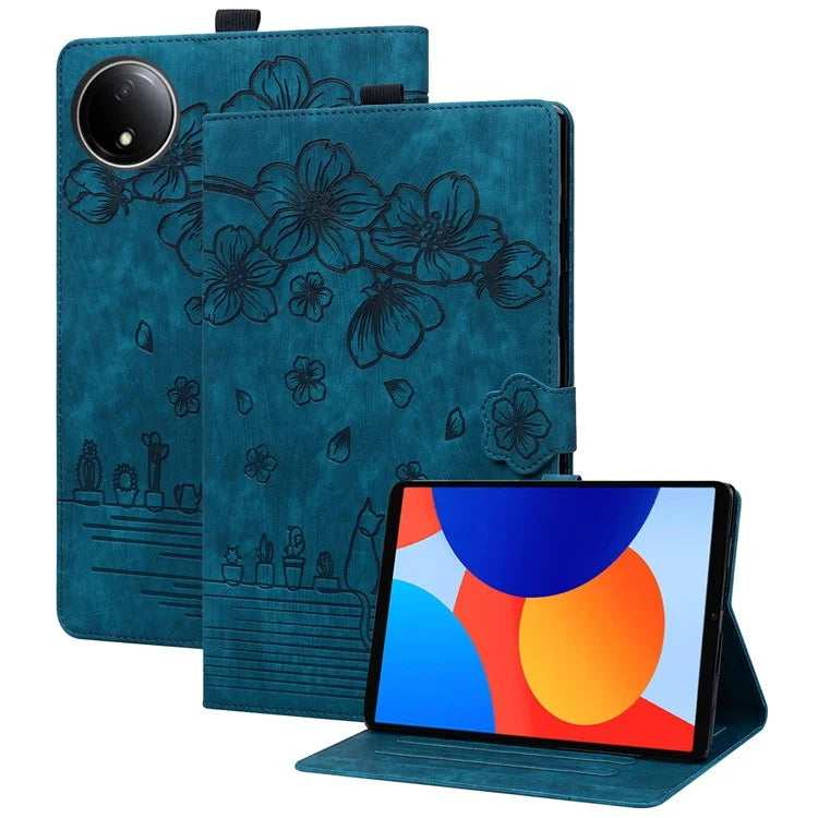 For Xiaomi Redmi Pad SE 4G 8.7 inch Case Card Slots Leather Tablet Stand Folio Cover Flower Cat
