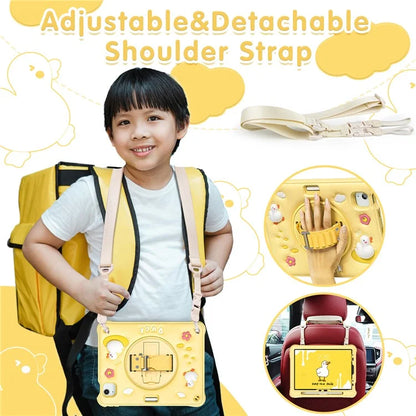 For iPad Air 11 (2024) / Air (2022) / (2020) / iPad Pro 11 (2022) / (2021) / (2020) / (2018) Case with Shoulder Strap Kickstand PC+Silicone+TPU Cover