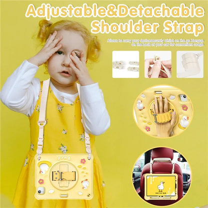 For iPad Air 11 (2024) / Air (2022) / (2020) / iPad Pro 11 (2022) / (2021) / (2020) / (2018) Case with Shoulder Strap Kickstand PC+Silicone+TPU Cover