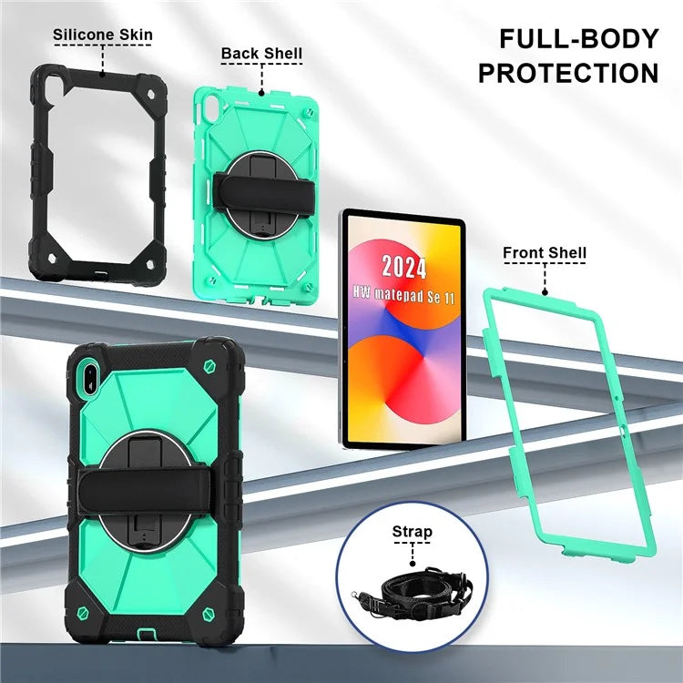 For Huawei MatePad SE 11 Case Kickstand Silicone+PC Tablet Cover with Shoulder Strap