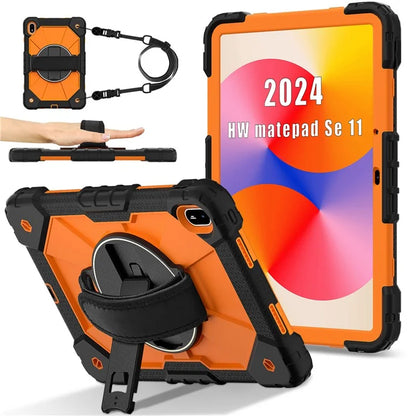 For Huawei MatePad SE 11 Case Kickstand Silicone+PC Tablet Cover with Shoulder Strap