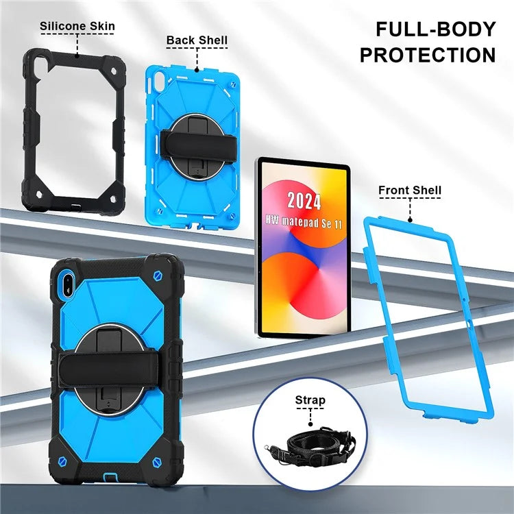 For Huawei MatePad SE 11 Case Kickstand Silicone+PC Tablet Cover with Shoulder Strap