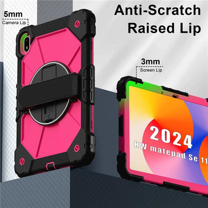 For Huawei MatePad SE 11 Case Kickstand Silicone+PC Tablet Cover with Shoulder Strap