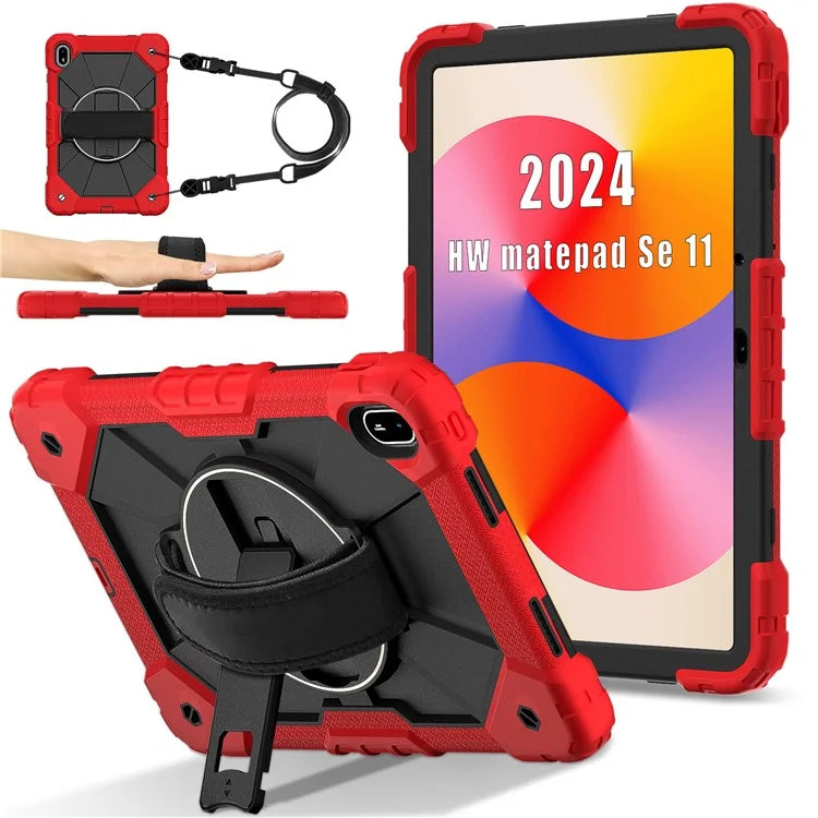 For Huawei MatePad SE 11 Case Kickstand Silicone+PC Tablet Cover with Shoulder Strap