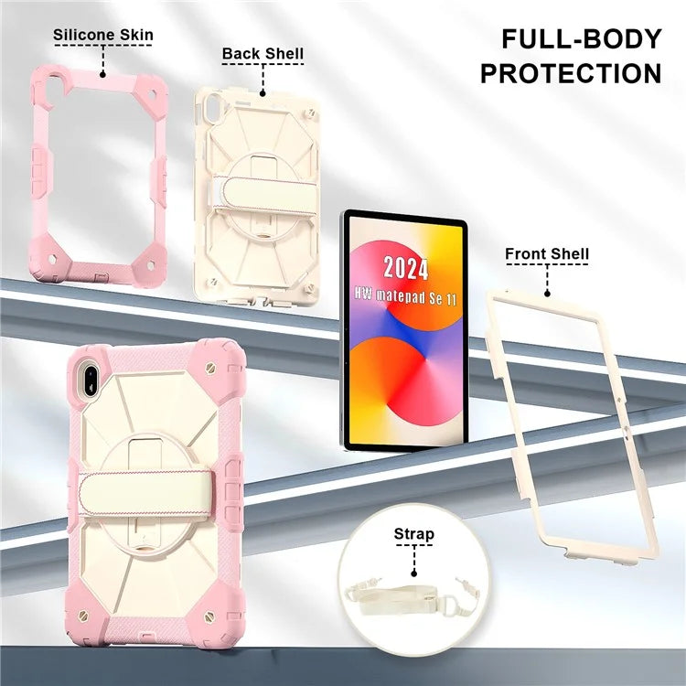 For Huawei MatePad SE 11 Case Kickstand Silicone+PC Tablet Cover with Shoulder Strap
